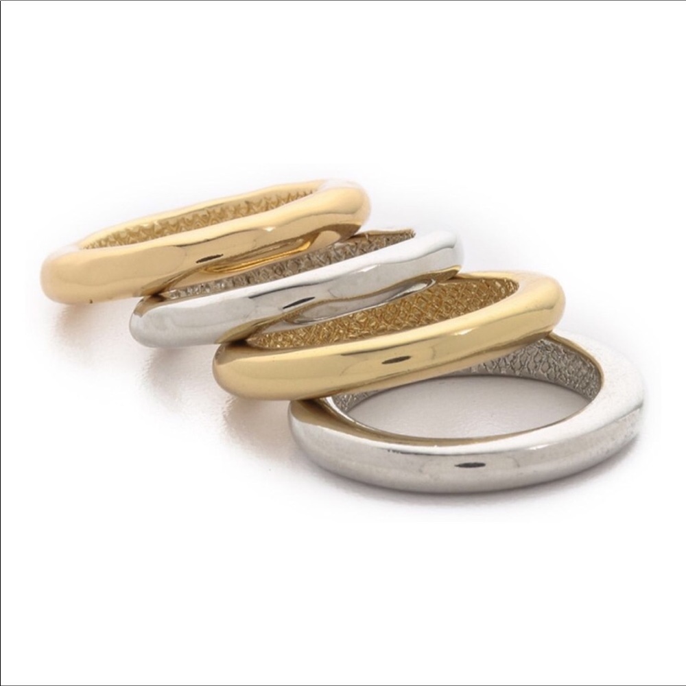{Sam Edelman} Two-Tone Ring Set, Silver & Gold, 4